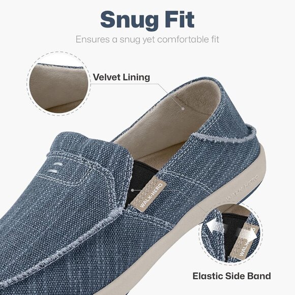 〽️Men\'s Navy Slip On Canvas Loafers Arch Support Orthopedic Walking Shoes